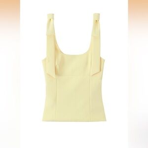 Square Neck Tie Shoulder Crop Tank Zipper Side Zara inspired